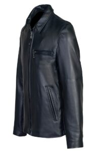 Men Black Waxy Leather Jacket - Image 3