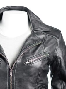 Inky Black Leather Jacket - Image 4