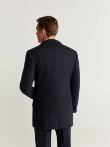 Men Dark Navy Wool Trench - Image 2