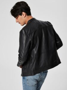 Men Black Moto Leather Jacket - Image 2