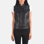 Women Black Moto Vest - Mauve Tree - Image 3