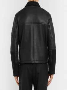 Men Black Sheepskin Leather Jacket - Image 2
