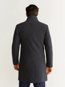 Men Smoke Grey Wool Trench - Image 2