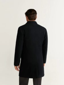Men Jet Black Wool Trench - Image 2