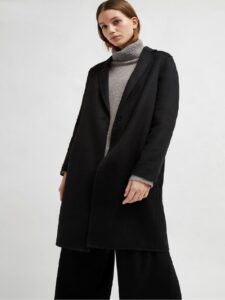 Women Pure Black Wool Trench - Image 3