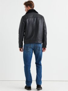 Men Black Sheriff Leather Jacket - Image 2