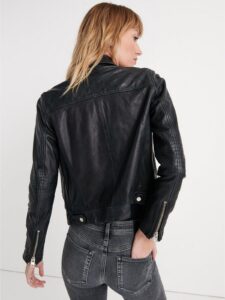Women Core Black Leather Jacket - Image 2