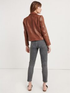 Women Rusty Brown Leather Jacket - Image 2
