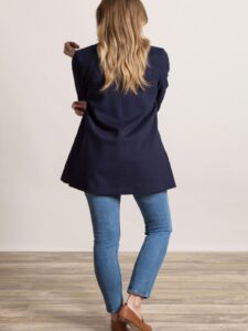 Women Blue Wool Coat - Image 2