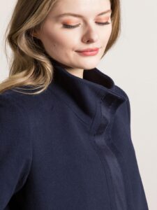 Women Blue Wool Coat - Image 4
