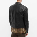 Men Smooth Black Biker Jacket - Mauve Tree - Image 2