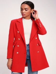 Women Cherry Red Long Coat - Mauve Tree