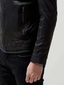 Men Black Moto Leather Jacket - Image 4