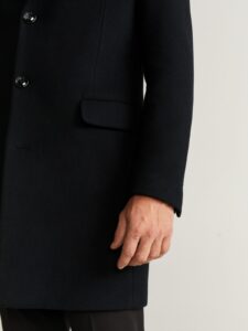 Men Black Tailored Wool Coat - Image 5
