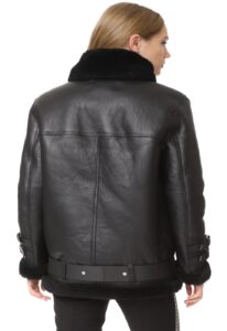 Women Black B3 Shearling Jacket - Image 2