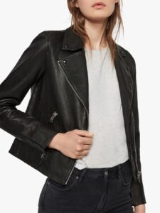 Women Pure Black Leather Jacket - Image 4