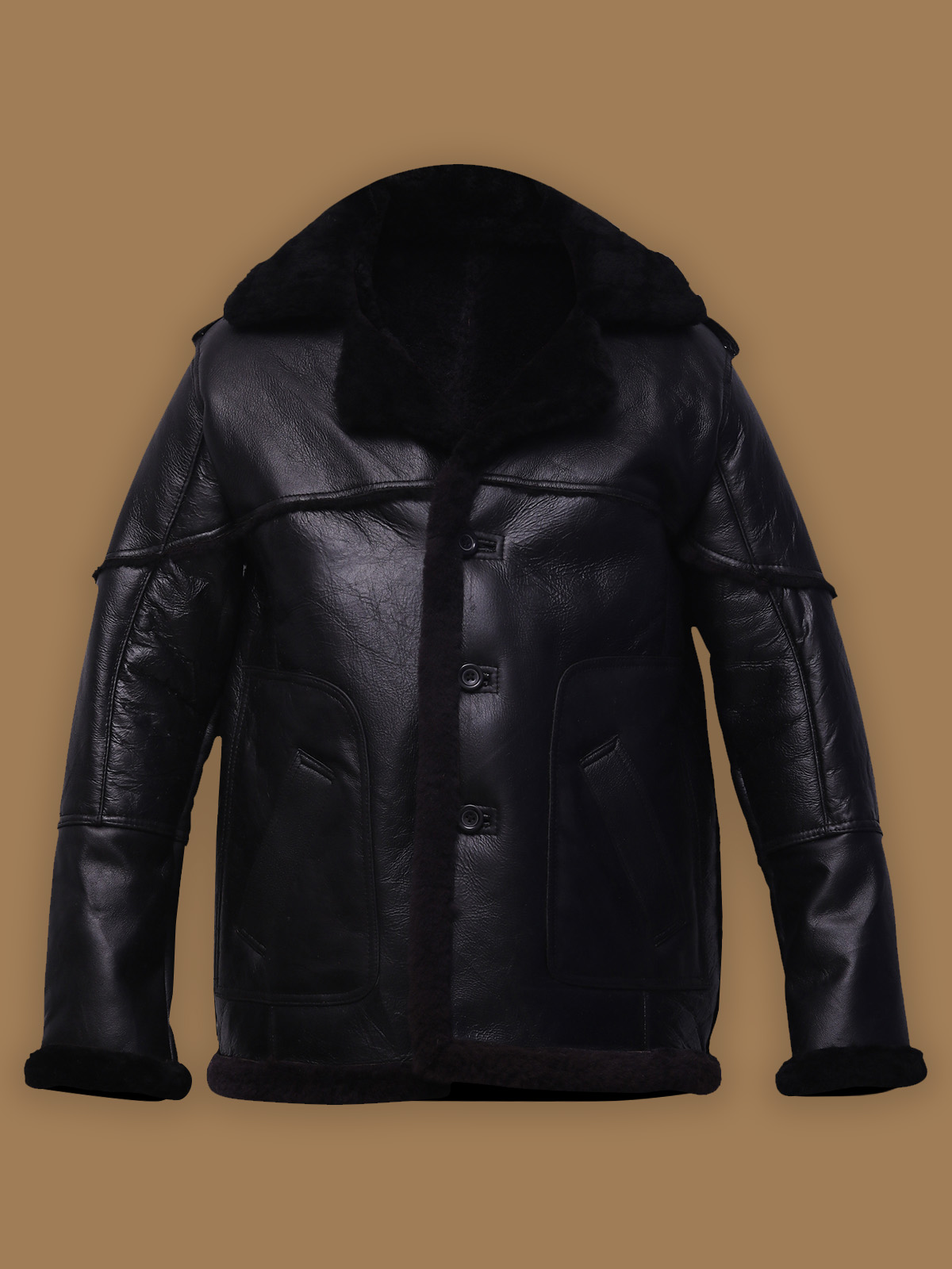 4-16.jpg Men Pure Black Sheepskin Leather Jacket - Image 1