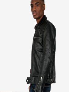 Men Black Detective Leather Jacket - Image 4