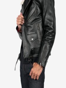 Men Black Jacket With Shearling - Image 4