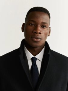 Men Black Lapel Wool Coat - Image 4