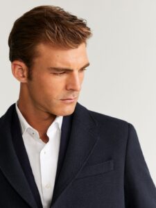 Men Dark Navy Wool Trench - Image 4