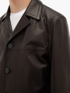 Men Brown Long Leather Jacket - Image 3