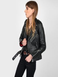 Women Jet Black Biker Jacket - Image 4