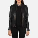 Women Rave Black Leather Jacket - Mauve Tree - Image 4