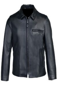 Men Black Waxy Leather Jacket - Image 4