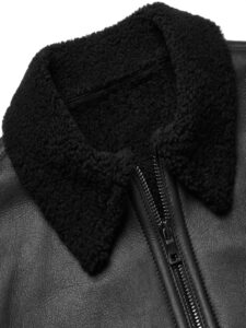 Men Black Sheepskin Leather Jacket - Image 4