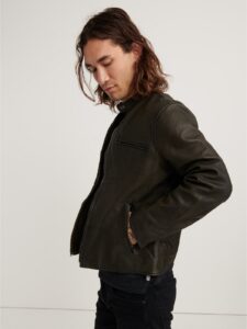 Men Short Black Leather Jacket - Image 3