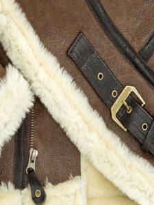 Women Brown B3 Shearling Jacket - Image 5
