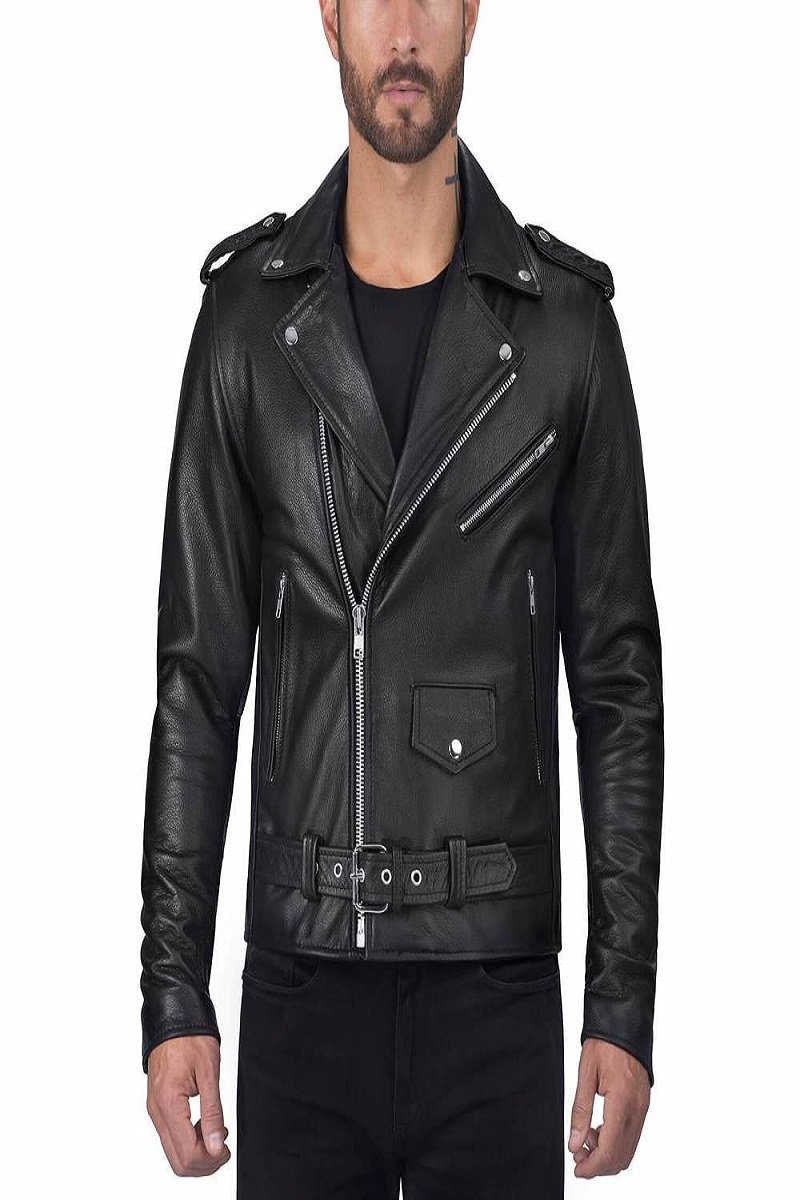4-53.jpg Men Black Fire Leather Jacket - Image 1