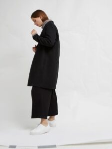 Women Pure Black Wool Trench - Image 4