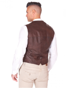 Men Black Real leather Biker Vest - Image 3