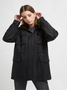 Women Black Cotton Utility Jacket - Image 3