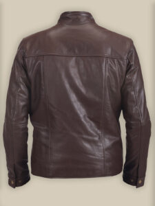 Men Brown Biker Leather Jacket - Image 2