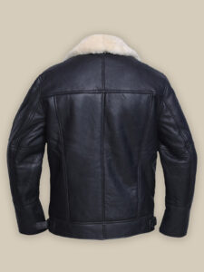 Men White Shearling Leather Jacket - Image 2