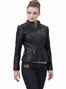 Women Jet Black Rider Jacket - Image 4
