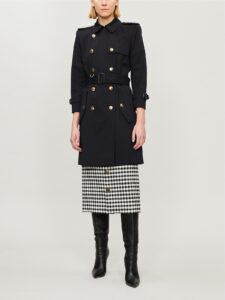 Women Black Cotton Trench