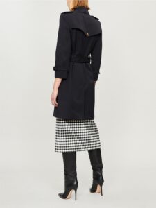Women Black Cotton Trench - Image 2