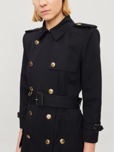 Women Black Cotton Trench - Image 3