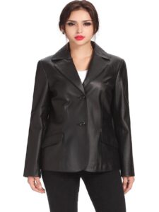 Women Black Leather Blazer