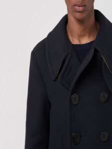 Men Black Pea Coat - Image 4