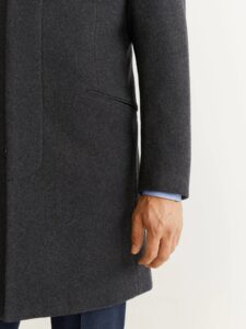 Men Smoke Grey Wool Trench - Image 5