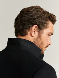 Men Black Tailored Wool Coat - Image 4