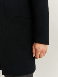 Men Jet Black Wool Trench - Image 5