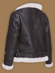 Men Black Shearling Leather Jacket With Hoodie - Image 2