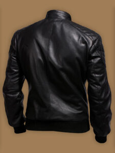Men Pure Black College Jacket - Image 2