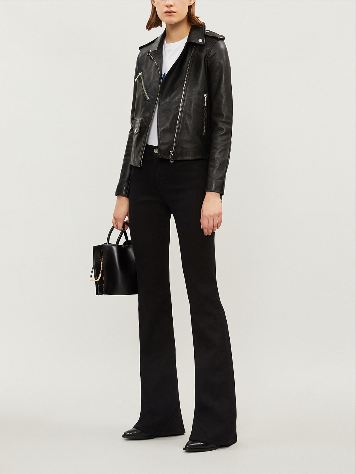 501-10019-028360_BLACK_ALT01.jpg Women Classic Biker Leather Jacket - Image 1